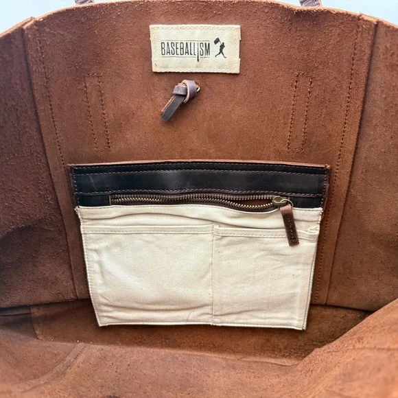 Baseballism EUC Vintage Glove Leather Large Tote in Dark Chocolate - Picture 7 of 9